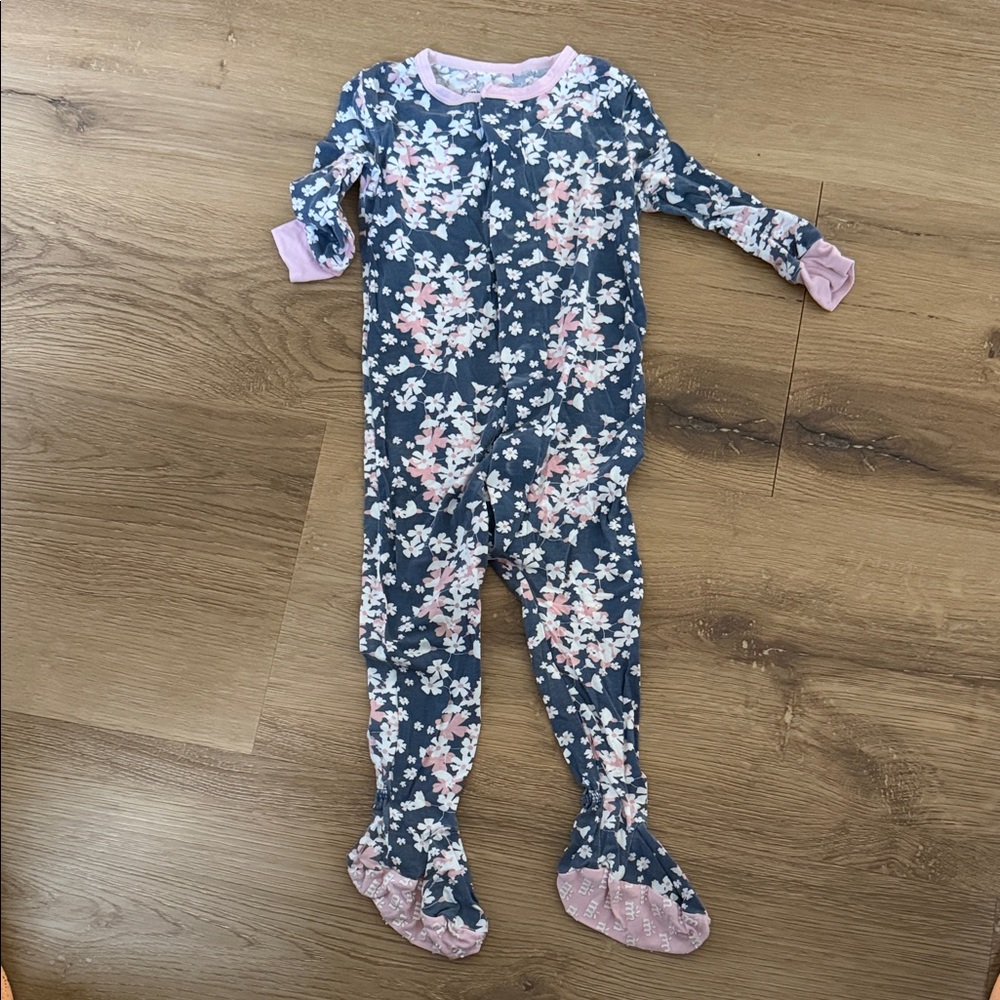 Magnetic Me Floral Footie - Navy and Pink